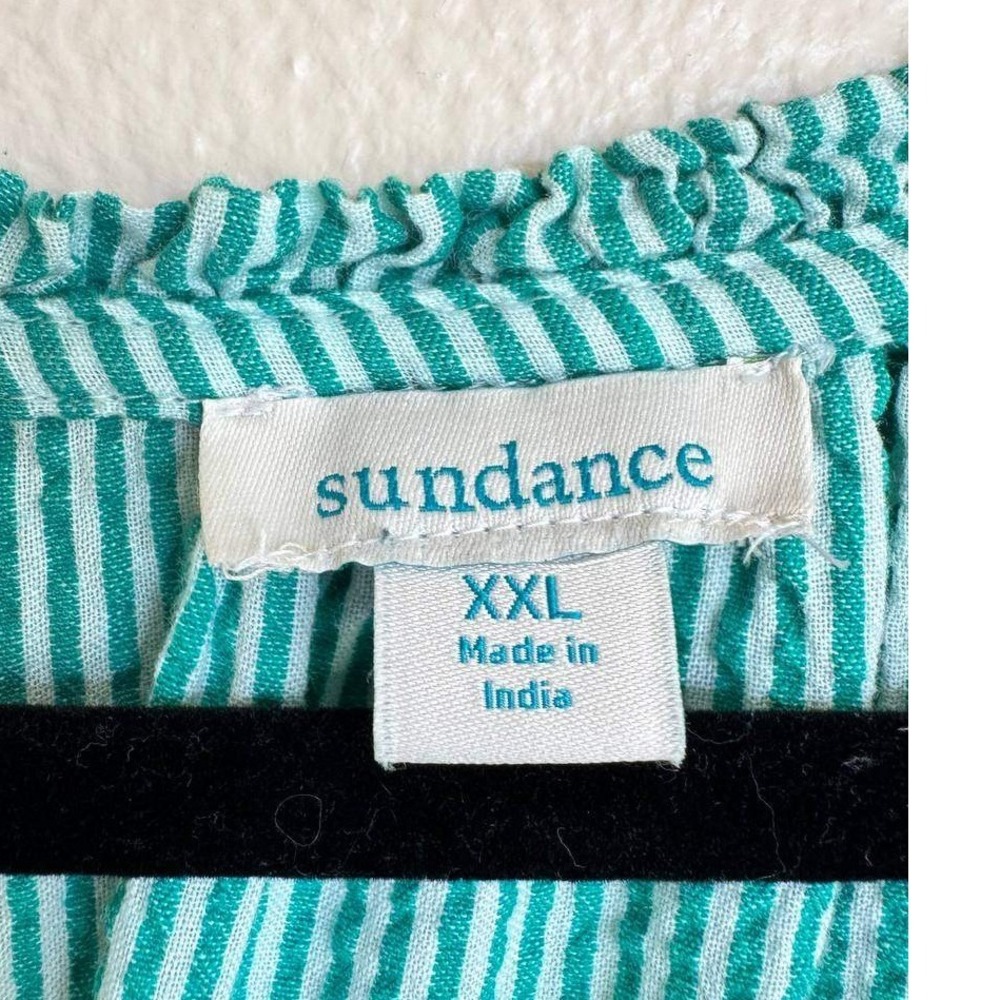 Sundance Topsail Tiered Green Striped Maxi Dress XXL Cottagecore Boho Resortwear - Picture 3 of 6